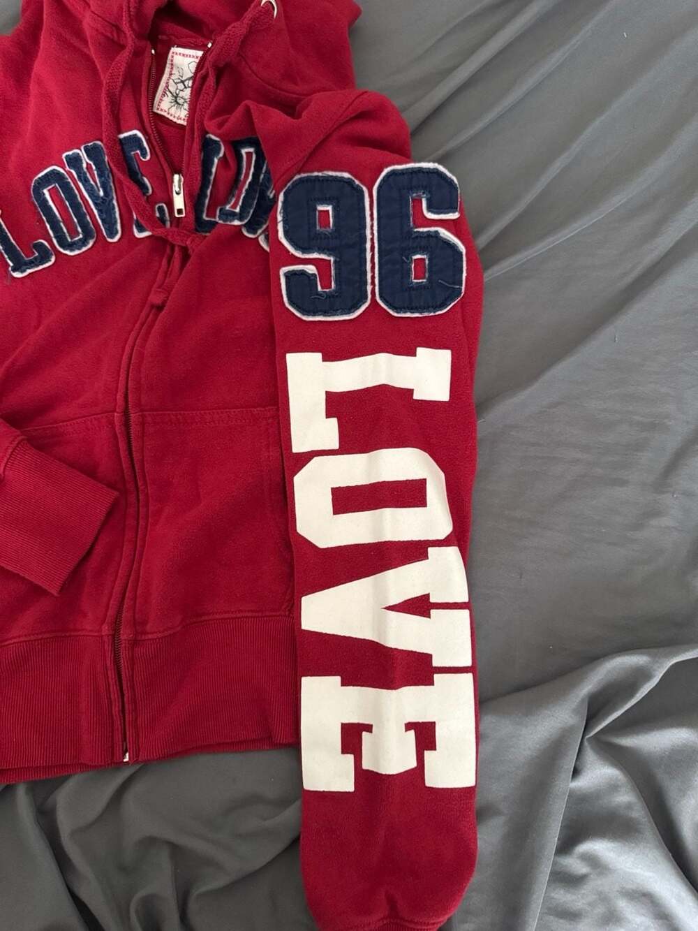 Reflex Women's Red Zip-Up Hoodie with LOVE 96 Graphic - Picture 4 of 4